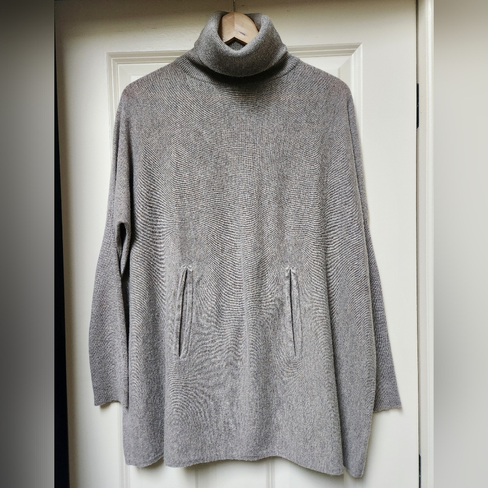 Garnet Hill Wool & Cashmere Turtleneck Sweater, Taupe, XS